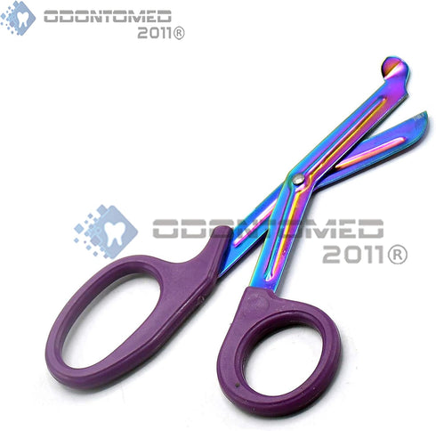 7.25" Heavy Duty Fluoride Coated Nurse Doctor Medical Paramedic Trauma Shears Scissors (ODM) (PURPLE MULTI COLOR BLADE)
