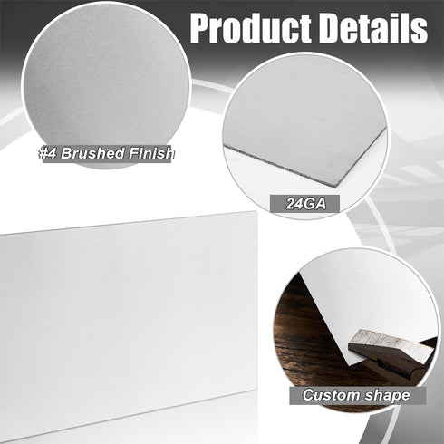 MorningRo 2 430 12 9 Inches 24ga #4 Pcs Stainless Steel Sheet Metal x Metal Plates Panel Brushed Finish Magnetic Mount