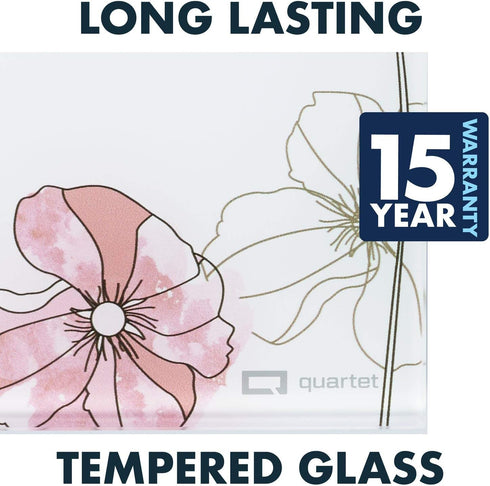 Quartet Glass Desktop Notepad, 9" x 6" Dry Erase Surface, Floral/White, 2 Pack