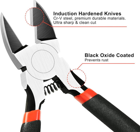 BOENFU Heavy Duty Wire Cutters 6 Inches, 2 Pack Flush Cut Pliers for Crafting, Floral, and Electrical Use