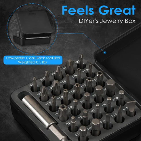 31in1 S2 Steel Screwdriver Bit Set with 1/4" Magnetic Bit Holder, Mini EDC Tool for Power and Hand Tools