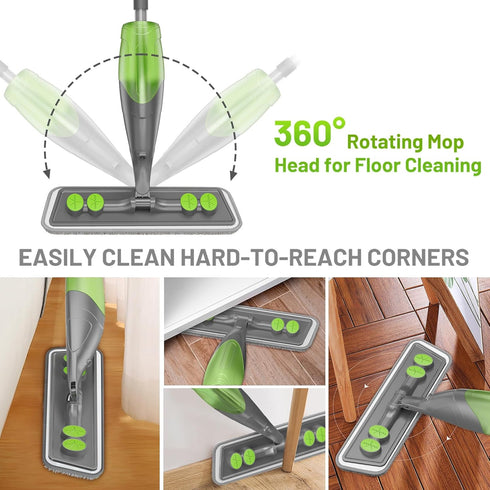 IOPRETTY 3 Spray Mop for Floor Cleaning - Wet Dry Hardwood Floor Mops with Microfiber Washable Pads for Swiffer