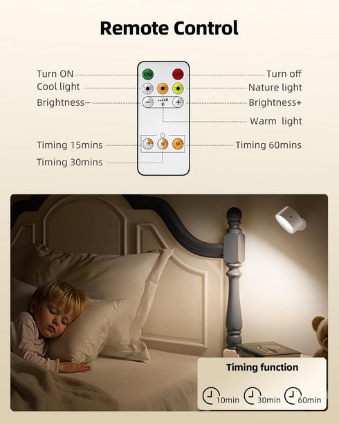 3 360 Dimmable 2 Pack) LED Wall Mounted Lights, Rechargeable Wall Sconces Lamp, Color Temps & Remote and Touch