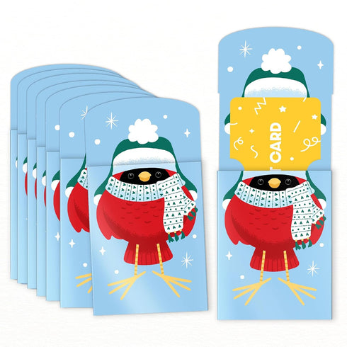 Big Dot of Happiness Winter Birds Gift Card Holders with Envelopes, Winter