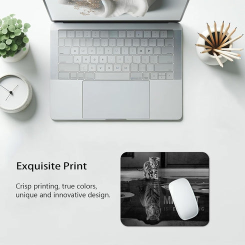 Mindset is Everything Inspirational Quote Mouse Pad - Cute Cat Stared at Its Reflection, Funny Motivational Mat