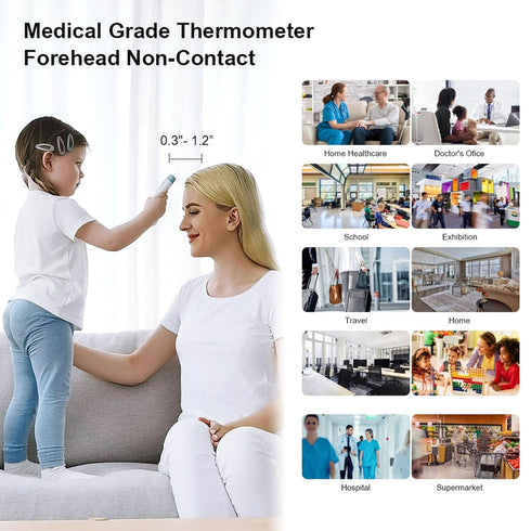 Berrcom Non-Contact Infrared Forehead Thermometer for Adults and Kids, 3-in-1 Digital Fever Thermometers with LCD