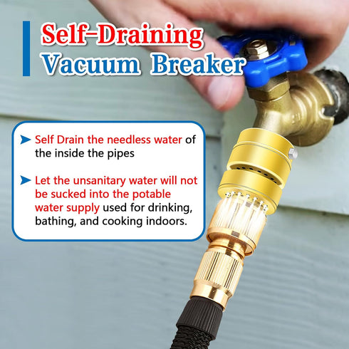 Fine Thread Vacuum Breaker - PK1390 1-1/16" Female No Lead Brass - Self-Draining Hose Bib Vacuum Breaker