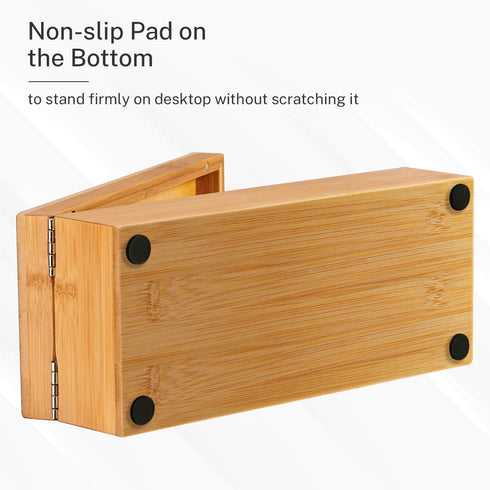 MaxGear Business Card Holder, 2.2 x 3.5 inches, Bamboo Index Cards Organizer Box with 5 Divider Boards for 600 Cards
