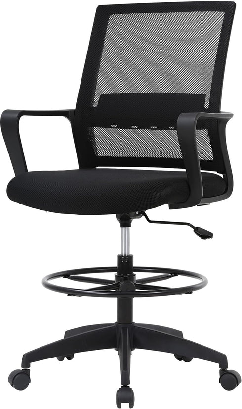 Ergonomic Drafting Chair, Tall Office Chair with Flip-up Armrests, Breathable Mesh High