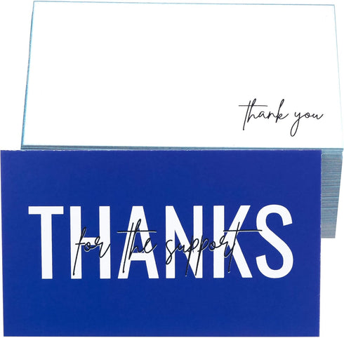 RXBC2011 100 Little Thank You Cards, Handwritten Lettering Design Bulk Notes for All Occasion, 3.5 x 2 Inch (BLUE)