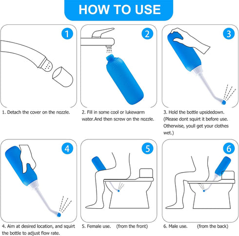 500ml Portable Bidet Spray Bottle, Multipurpose Hygiene Care, Anal Douche with Spray Nozzle for Postpartum