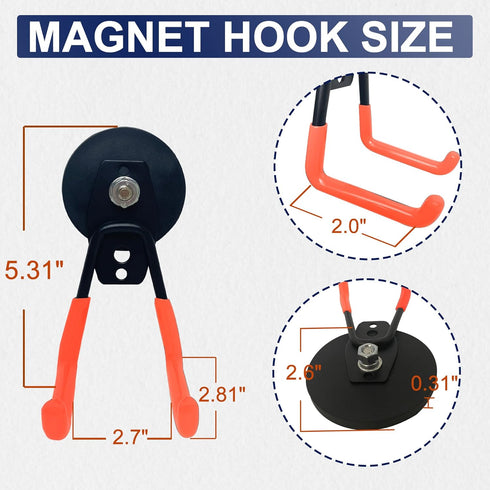 TSUYA Strong Magnetic Hooks, 22Lbs Heavy Duty Utility Hooks for Hanging Yard Tools, Extension Hose, Power Tools