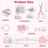 Pink Desk Organizers and Accessories, Mesh Office Supplies Set with Tape Dispenser, Stapler, Phone Holder, Scissors