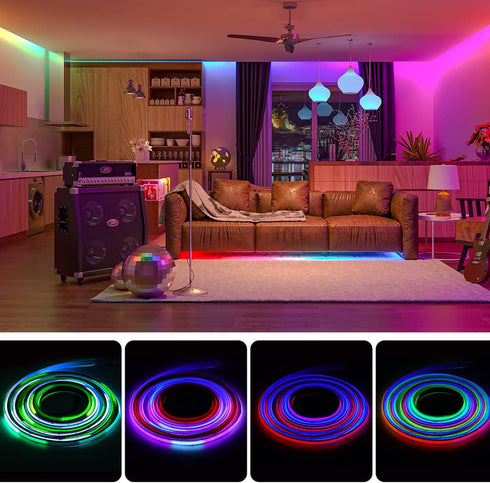 WS2811 9.8FT DC24V 630LED/m 14IC/m 10mm BTF-LIGHTING FCOB IC RGB COB LED Strip Flexible High Density Uniform Chasing