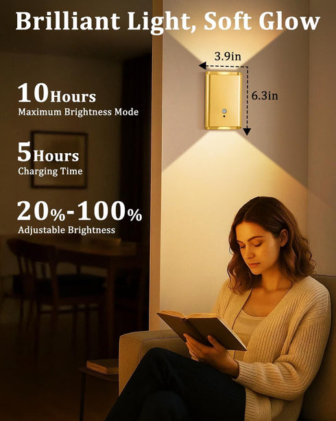 Set 2 1pcs) Fizrice Motion Sensor Wall Lights Gold - Home Decor Light Battery Operated Wall Light Indoor of Magnetic