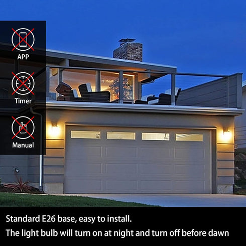 8 Pack Dusk to Dawn Light Bulbs Outdoor, 2700K Warm White, 9W (60W Equivalent) A19 E26 Automatic On/Off