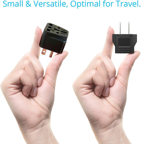 Europe to US Plug Adapter, EU/UK/AU/CN/JP/Asia/Italy/Brazil to USA (Type A & B) Travel Adapter