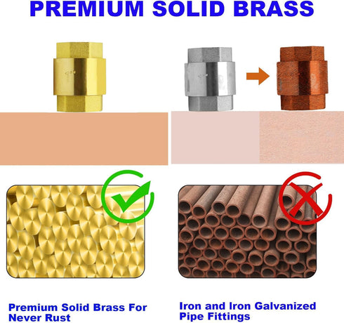 1-1/4" One Check Valve, Female Threaded Vertical Brass Check Valve for Water Backflow Prevention, Oil, Gas-Air, Sewage