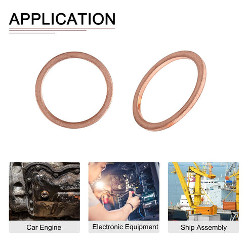 5 Pack 22mmx27mmx1.5mm Flat Copper Sealing Washers, Good for Industrial Machinery M22 Screws, Copper Flat Ring Gaskets