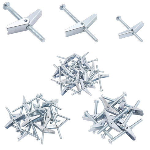 24 Pieces Toggle Bolt and Wing Nut for Hanging Heavy Items on Drywall - 1/8 Inch, 3/16 Inch, 1/4 Inch