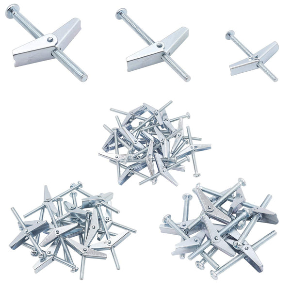 24 Pieces Toggle Bolt and Wing Nut for Hanging Heavy Items on Drywall - 1/8 Inch, 3/16 Inch, 1/4 Inch