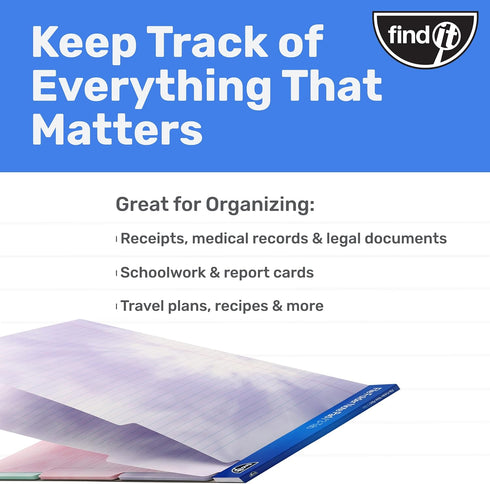 Find It File Folder Notepad - 72 Pack, 9.5 x 12.5 Inch Notebook Organizer Folders for Document and Clipboard