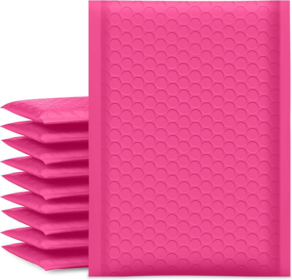 UCGOU Bubble Mailers 6x10 Inch Hot Pink, 25 Pack, Usable Size 6x9 Inch Poly Padded Envelopes for Jewelry, Makeup