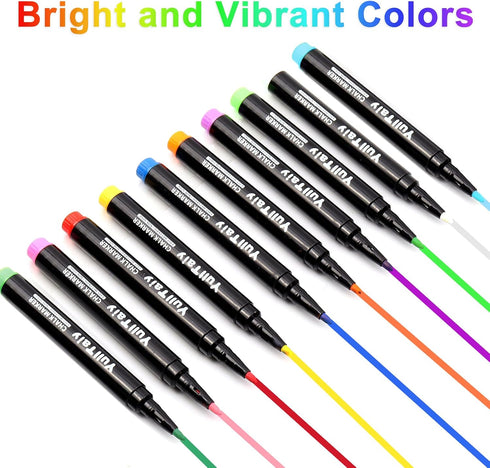 YullTaiy 1mm (10 Liquid Chalk Markers for Acrylic Calendar Planning Board, Dry Erase Board Whiteboard, Glass, Mirror
