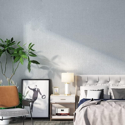 Fabric Peel and Stick Wallpaper Gray Faux Grasscloth Wallpaper Self-Adhesive Linen Wallpaper 17.8 x 197 Removable Wallpaper Embossed Textured Contact Paper Decoration Backsplash Countertop Liners by HELLKIT