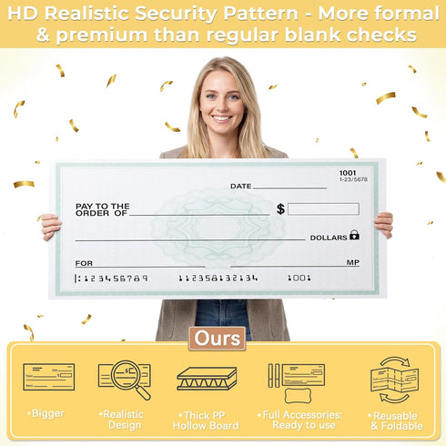 Zhehao 2 Pack 38 15.8 Inch Big Checks for Presentations Reusable x Large Dry Erase Giant Checks Giant Check Fake Check