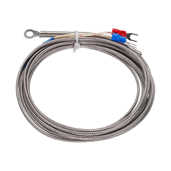MECCANIXITY PT100 K Type Thermocouple Temperature Sensor, 5mm Ring High Temperature Probe, 10ft Wire, 0 to 600°C
