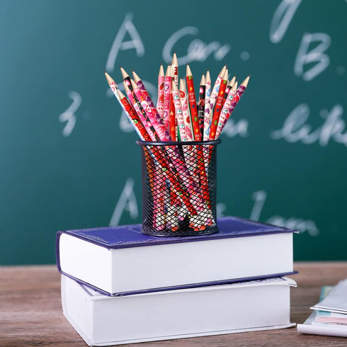 Valentine's Day Pencils for Kids, 60 Pcs Red Heart Pencils with Erasers for Goodie Bags and Rewards