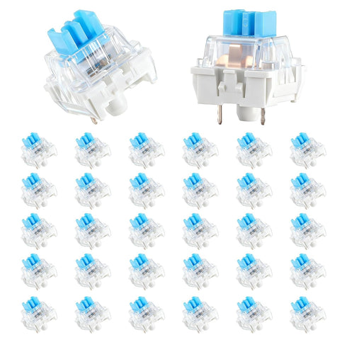 Zyghjort Mechanical Keyboard Switches, 30 Pcs 3 Pin Blue Keyboard Clicker Replacement Pre-Lubricated