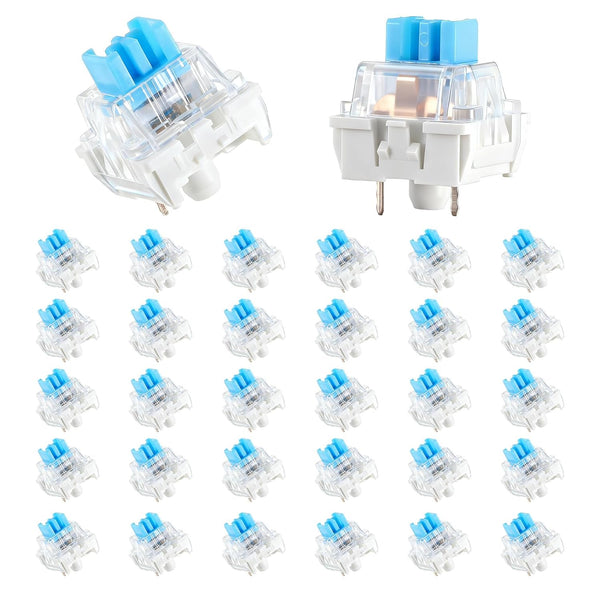 Zyghjort Mechanical Keyboard Switches, 30 Pcs 3 Pin Blue Keyboard Clicker Replacement Pre-Lubricated