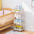 4 Tier Rolling Utility Cart with Drawer, Plastic Storage Organizer Rolling Carts with Wheels Handles Hanging Cups Hooks