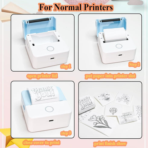 9 6 3 M02/T02 Rolls Self-Adhesive Mini Printer Paper - Vibrant Colors & White Compatible with Printers(Remove Inner