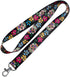 Lucky Line Lanyard with Swivel Snap, Sugar Skull Design (C210), 17 ¼” Long, ¾” Wide