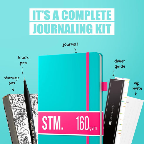 B5 Bullet Dotted Journal Notebook by STM | Thick 160gsm Paper, 150 Pages, Lay Flat Vegan Leather Hardcover