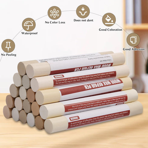 YIEMI 20 Wood Filler Sticks Colors Repair Wax Sticks Kit Furniture Touch Up Crayons for Repairing Scratches Holes