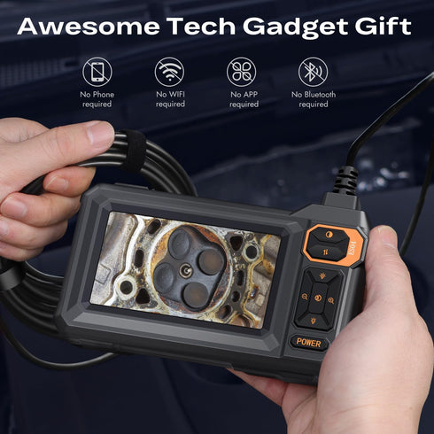 1920P 4.3" IP67 8 16.5ft Endoscope Camera with Light, HD Borescope Inspection Camera with IPS Screen, AukonVee