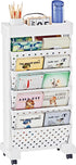 BYFU 6-Tier Movable Bookshelf Cart, Rolling File Paper Storage Organizer with Wheels for Home Office