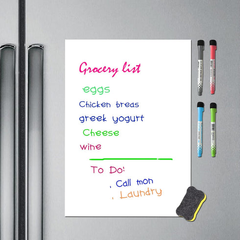 Magnetic Dry Erase Board Sheet for Refrigerator - White Board Organizer and Planner with Stain Resistant Technology