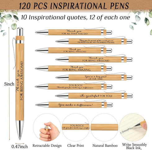 Fulmoon 120 Set Employee Appreciation Gifts with Thank You Bookmark Cards, Bamboo Pens, and May You Be Proud Sign for