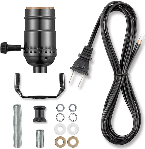 Lamp Rewire Kit, 12 Foot Matching Cord, 3 Way Socket and Essential Hardware, DIY Light Making Kit for Table and Floor