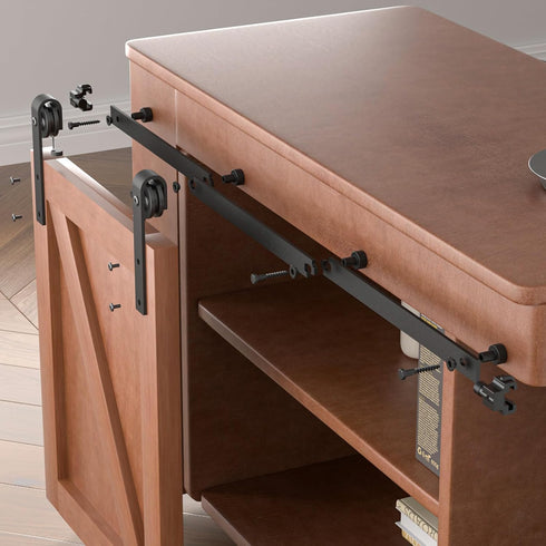 4FT 21"-24" Super Mini Cabinet Small Sliding Barn Door Hardware Track Kit Apply for Storage Window TV Stand,Easy