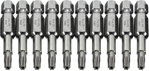 COMOK 10pcs 50mm Long 1/4 Inch Hex Shank T15 Torx Head Magnetic