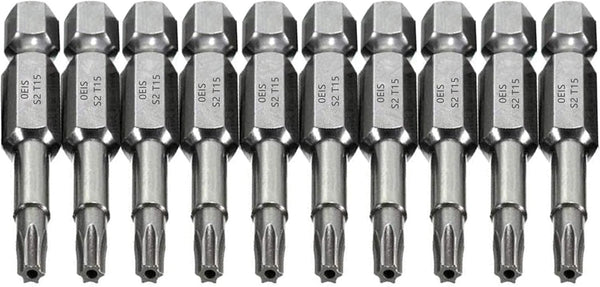 COMOK 10pcs 50mm Long 1/4 Inch Hex Shank T15 Torx Head Magnetic
