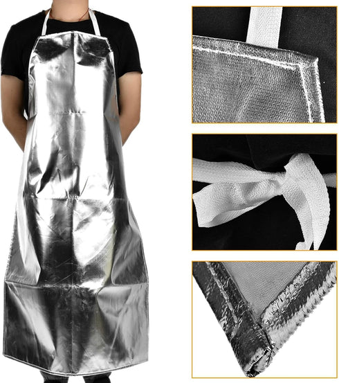 Heat Resistant Apron, Aluminum Foil High Temperature Insulation for Cooking BBQ, Fire Retardant