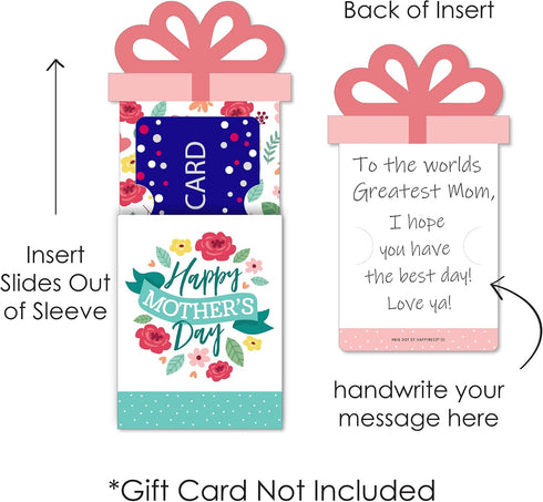 Set 8 Big Dot of Happiness Colorful Floral Happy Mother's Day - We Love Mom Party Money and Gift Card Sleeves - Nifty