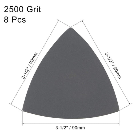 uxcell Triangular Sandpaper Hook and Loop Pad, 3-1/2" Oscillating Multi-Tool, Silicon Carbide, 2500 Grit, 8pcs
